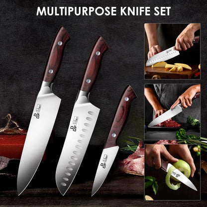 3 Piece Knife Set, High Carbon Stainless Steel and Pakkawood Handles4
