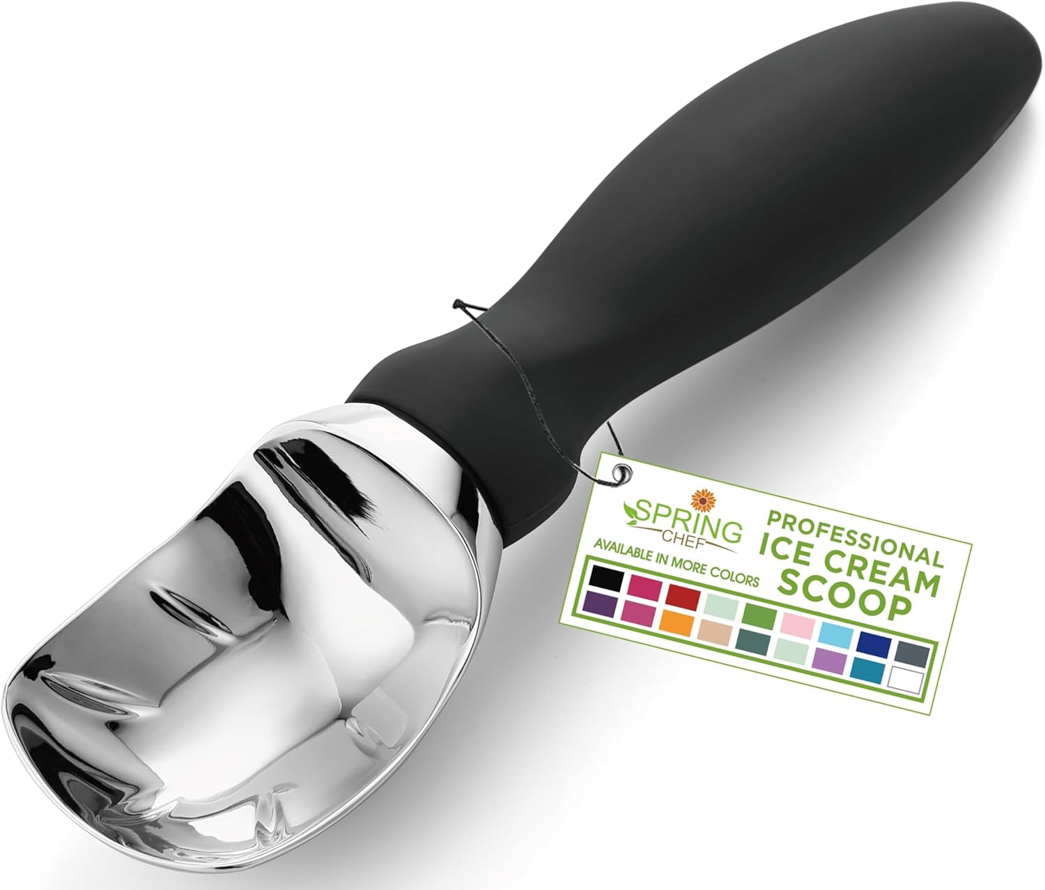 heavy-duty-metal-ice-cream-scoop-with-soft-grip-handle-black-professional-ice-cream-scooper-for-kitchen-dishwasher-safe-ice-cream-spoon-for-gelato-sorbet-cookie-dough-sundae-melon