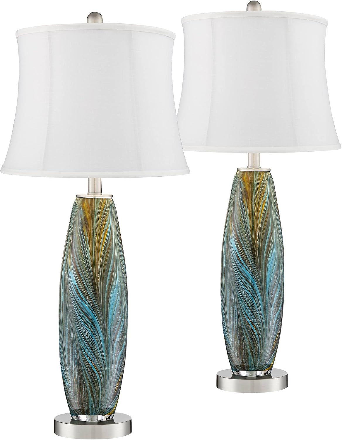 azure-29-1-2-tall-table-lamps-set-of-2-art-glass-white-blue-brushed-nickel