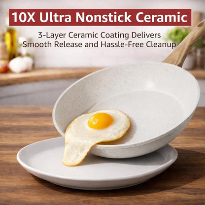 24Pcs Pots and Pans Set Non Stick,Ceramic Cookware Set with Titanium-Reinforced Nonstick Coating,Long-Lasting,Pfas-Free,Induction Compatible,Full Kitchen Set with 3 Stock Pots for Family Cooking2