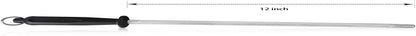 12-Inch Knife Sharpening Rod, Fine Carbon Honing Steel, Black Handle | Nickel-Chrome Plated, Magnetized Rod Realigns Knife Edges, Non-Slip Grip and Hanging Loop, Wipe Dry2