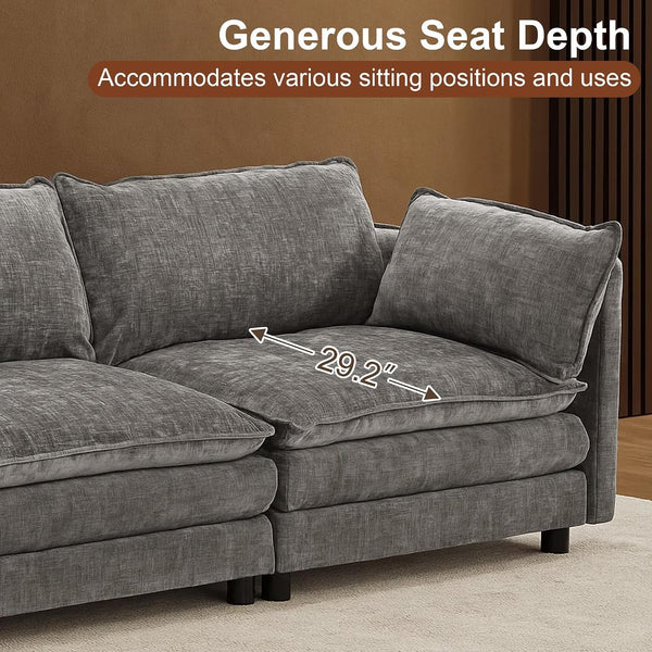 112.7" U Shaped Cloud Sofa Modular Sectional Couch with 2 Ottoman4