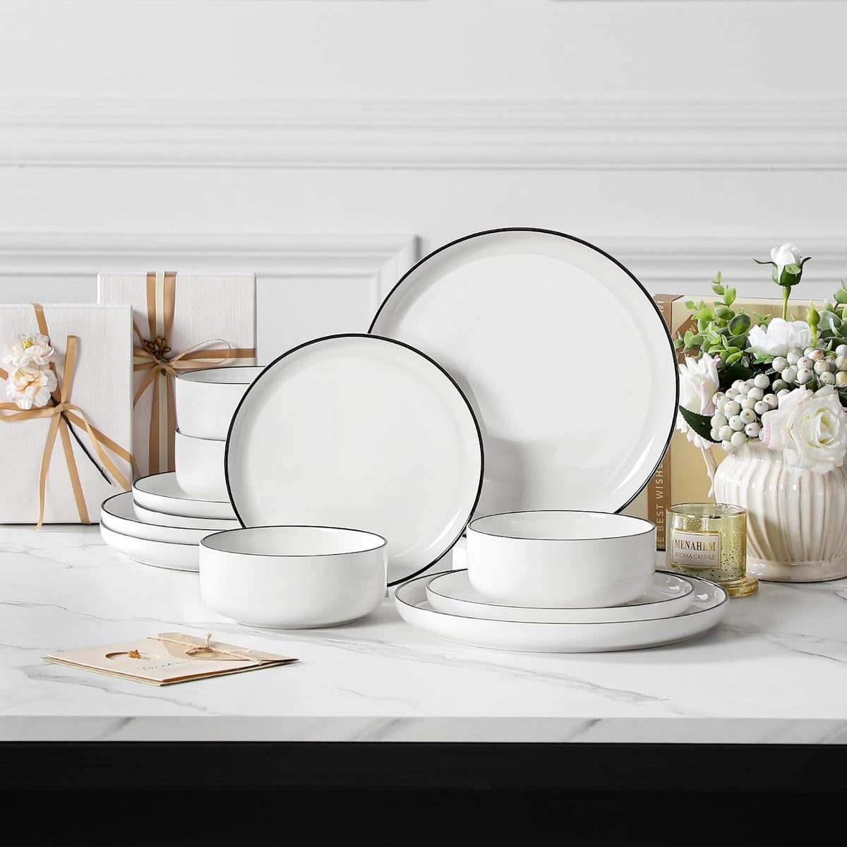 plates-and-bowls-sets-12-pieces-modern-porcelain-dinnerware-set-for-4-white-kitchen-dinner-dining-ware-set-wtih-black-rim-ceramic-dishware-dishes-microwave-and-dishwasher-safe-series-luna