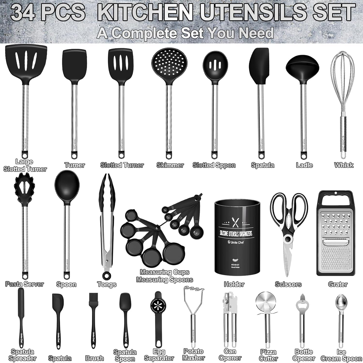 thickened-kitchen-utensils-set-silicone-cooking-utensils-set-for-nonstick-cookware-silicone-spatulas-set-heavy-duty-stainless-steel-handle-black-kitchen-gadgets-tools-set