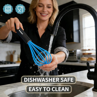 Silicone Balloon Whisk, Perfect for Non-Stick Cookware, Milk and Egg Beater Blender, Heat Resistant Kitchen Whisks for Whisking, Cooking, Baking, Beating, Frothing & Stirring (Blue)8