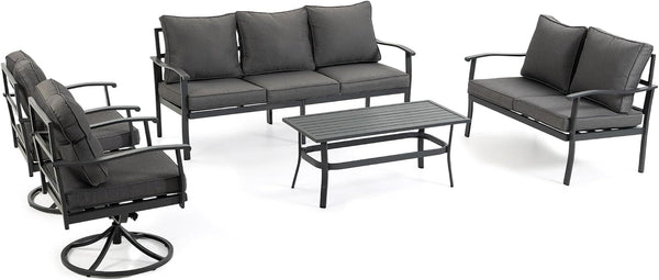5-Piece Metal Patio Sectional Set, Coffee Table & Washable Cushions, Grey7