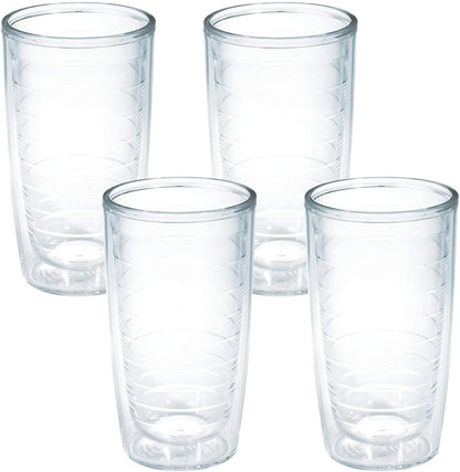 Clear & Colorful Tabletop Made in USA Double Walled Insulated Tumbler Travel Cup Keeps Drinks Cold & Hot, 16Oz - 4Pk, Clear | Made in USA, Double-Wall Insulated, Shatterproof, Bpa-Free, Dishwasher Safe, Fits Most Cupholders, Great to Gift, Set of 41
