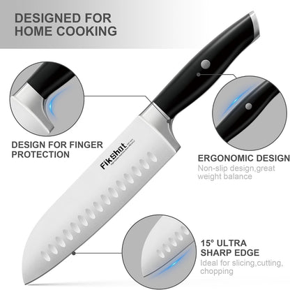 Knife Set, German Stainless Steel, Black, 14-Piece Kitchen Knives | Full Tang Handle, Ultra-Sharp, Knife Block & Sharpener Included, Rust-Resistant, Dishwasher-Safe, Gift for Chefs, BBQ Prep3