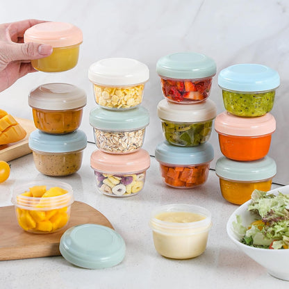 [16 Pack] 4 Oz Small Containers with Lids, Reusable Plastic Jars for Snack and Puree, Salad Dressing Container to Go, Deli Containers, Freezer Baby Food Containers, Dishwasher Safe, BPA Free7
