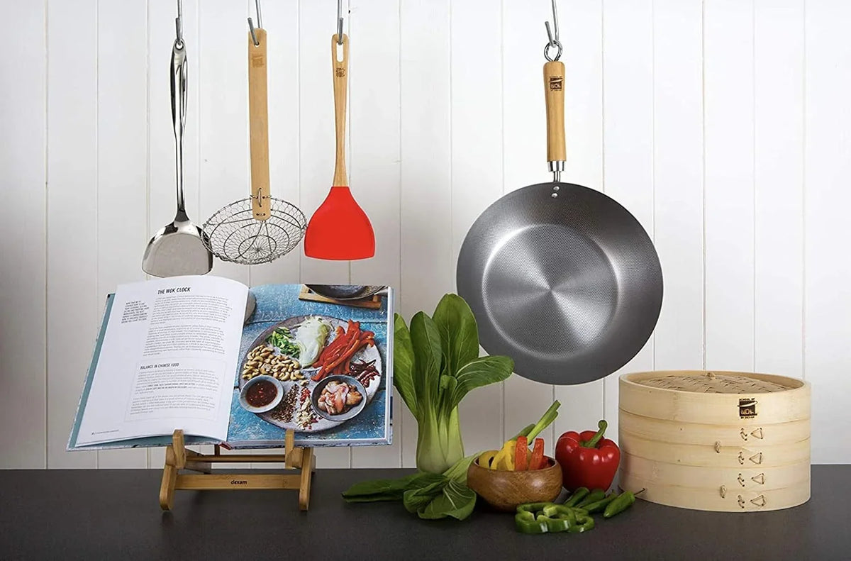 10-5-wok-flat-bottom-carbon-steel-bamboo-handle-with-loop-hook-10-5in-27cm