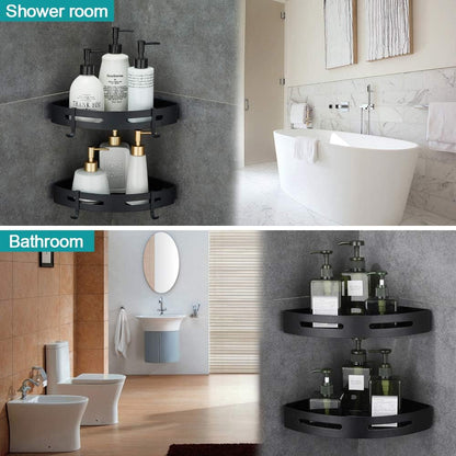 Adhesive Corner Shelf Bathroom Shower Caddy Organizer for Kitchen Toilet No Drilling 2-Tier Bathroom Corner Shelves Shower Caddies3