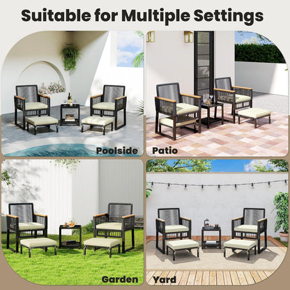 5-Piece Outdoor Conversation Set, Wicker Patio Furniture Set7