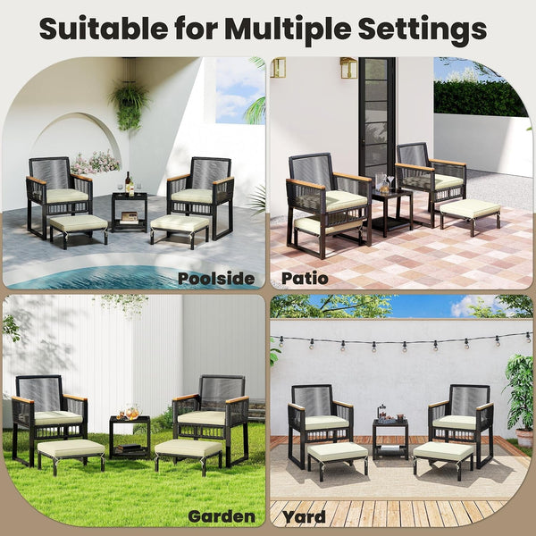 5-Piece Outdoor Conversation Set, Wicker Patio Furniture Set7