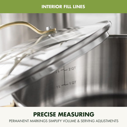 Stainless Steel Cookware Set, 11 Piece, Induction Cookware, Dishwasher Safe, Oven Safe to 600F, Large 8QT Stock Pot, Sauce, Saute, Frying Pans, Pots & Pans Kitchen Essentials, Gold7