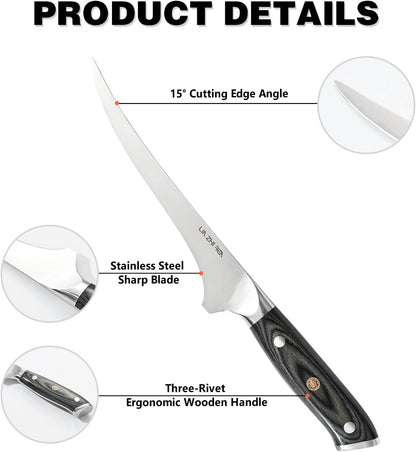 Fillet Knife, 7 Inch Super Sharp Boning Knife in High Carbon Stainless Steel for Meat Poultry Cutting,Full Tang Ergonomic Handle – Artisan Series4