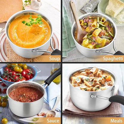 1 Quart Sauce Pan with Lid, Small Pot Saucepan for Milk, 1 Pc | Stainless Steel Saucepan, Small Sauce Pot for Cooking, Visible Glass Lid & Bakelite Heat-Proof Handles,Dishwasher Safe4