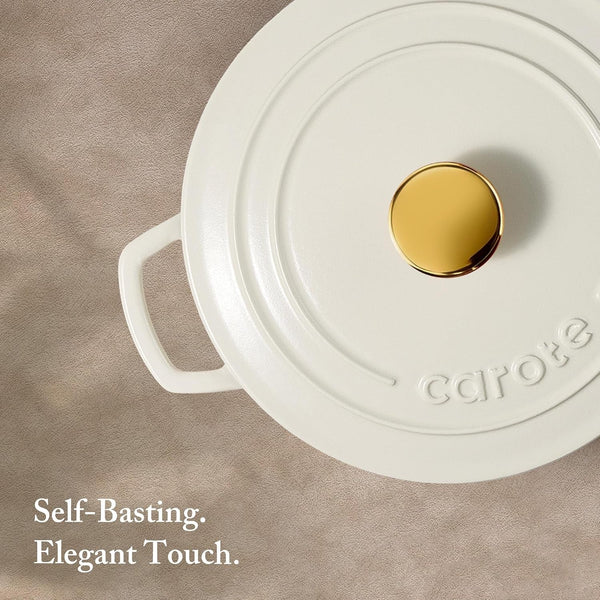 7QT White Enameled Cast Iron Dutch Oven Pot with Lid | Sourdough Bread Baking, Braising, Stews, Roasting, Healthy & Non-Toxic, Dual Handles, Oven Safe up to 500° F6