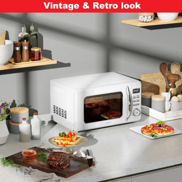 GLCMKZ09WER09 Retro Countertop Microwave Oven with Auto Cook & Reheat, Defrost, Quick Start Functions, Easy Clean with Glass Turntable, Pull Handle, 0.9 Cu Ft, White6