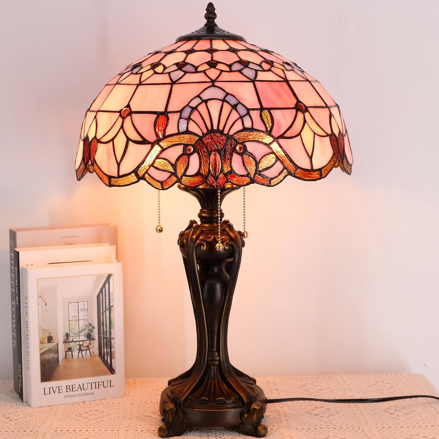 table-lamp-base-replacement-only-l-w-8-h-24-inch-fit-for-12-14-16-18-inch-tiffany-style-stained-glass-lampshade-dark-bronze-finish-resin-pull-chain-switch