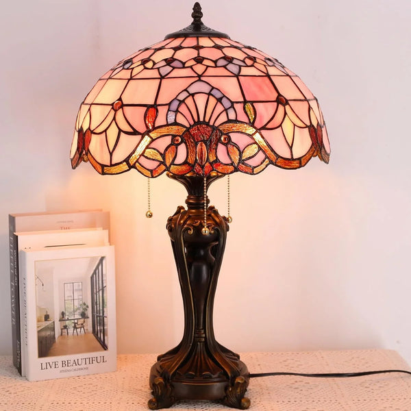 Table Lamp Base Replacement Only (L (W 8 H 24 Inch)) | Fit for 12, 14, 16, 18 Inch Tiffany Style Stained Glass Lampshade, Dark Bronze Finish, Resin, Pull Chain Switch6