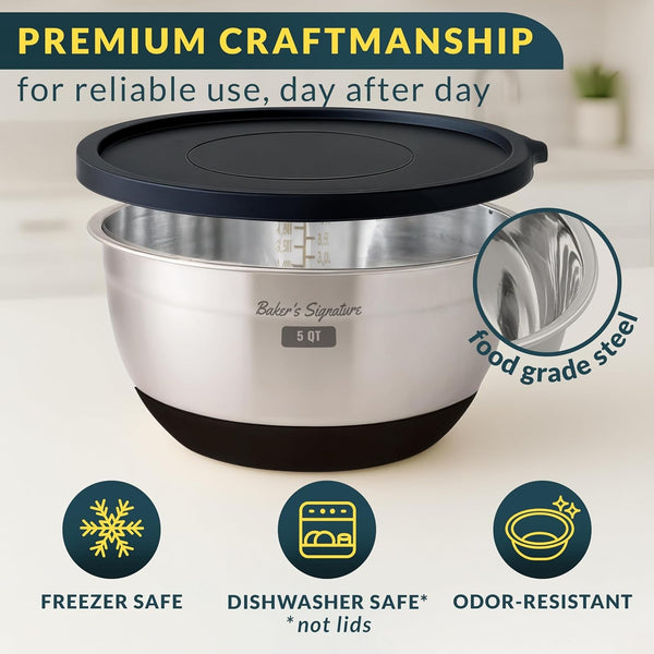 Stainless Steel Mixing Bowls with Lids Set of 5, 3 Graters, Black4