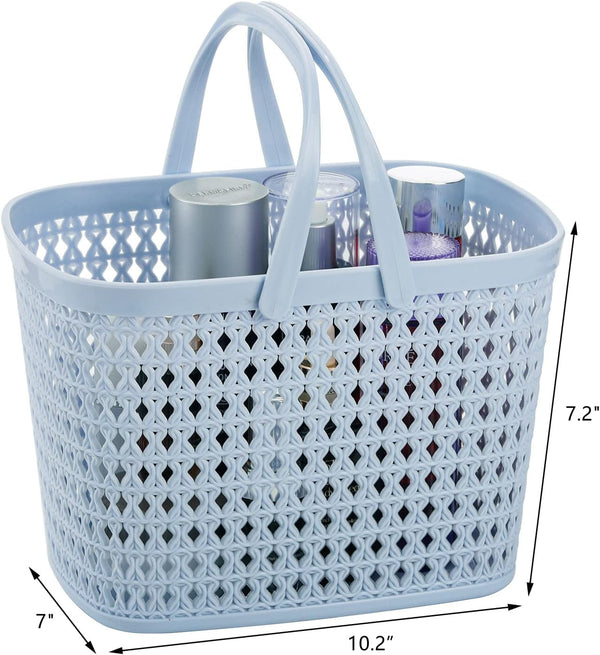 3 Pack Portable Shower Caddy Basket, Plastic Storage Baskets with Handle Plastic Tote Storage Basket Easter Baskets Toiletry Organizer for Bathroom, Kitchen, Pantry, College Dorm2