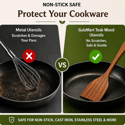 6-Piece Teak Wood Cooking Utensil Set, Nonstick Safe4