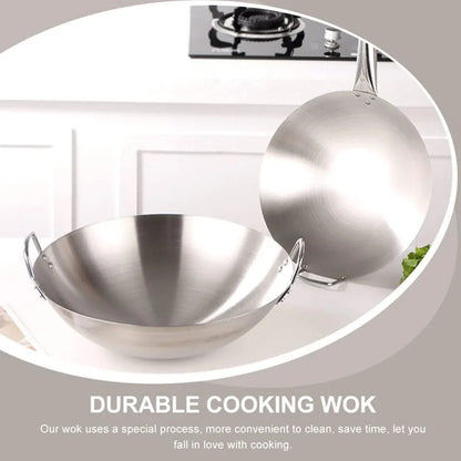 Stainless Steel Wok 12.00In round Bottom Wok Large Capacity Frying Pan for Gas Stove Chinese for Stir Frying Bbq Fried Potatoes Scrambled Eggs8