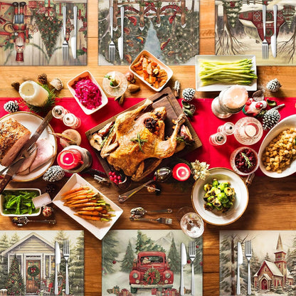6 Pcs Christmas Placemats Nutcracker 12 X 18 Inch Washable4