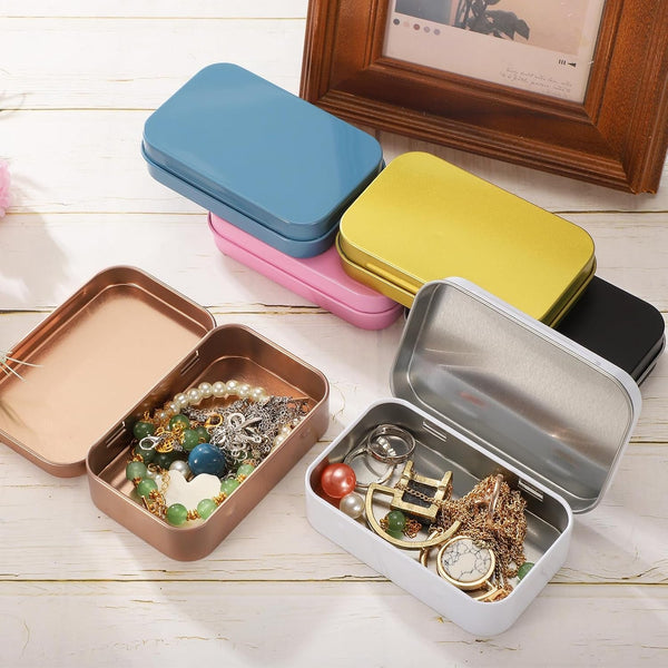 2Pcs Metal Tin Box, 3.7X2.4X0.8 Mini Portable Rectangular Empty Tinplate Small Storage Container Airtight Tins with Lids for Candy Favors Crafts Christmas Gifts, Pink5