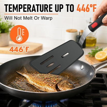 4Pcs Silicone Spatula Turner Set, Heat Resistant Silicone Spatula for Nonstick Cookware, BPA Free Kitchen Cooking Utensils Set, Flexible Spatula Turner for Flipping Eggs, Burger, Fish, Pancake5