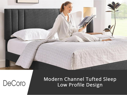 Chicago Channel Tufted Upholstered Platform Bed, Dark Gray, Queen4