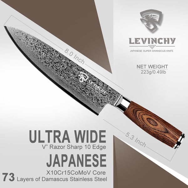 Damascus Chef'S Knife 8 Inch Professional Handmade Damascus Stainless Steel Kitchen Knife, Superb Edge Retention, Stain & Corrosion Resistant, Ergonomic PAKKA Wood Handle5