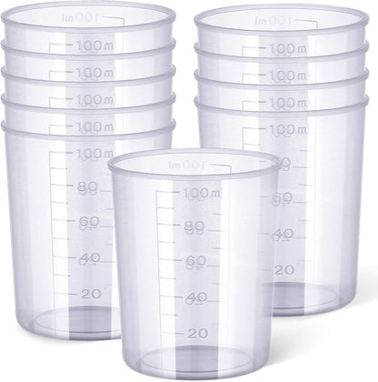 100Ml Plastic Measuring Cup - 10 Pack, 3.4Oz Disposable Mixing Cups for Liquid Measuring, Epoxy Resin Crafts, Paint Mixing, Cosmetic Making1
