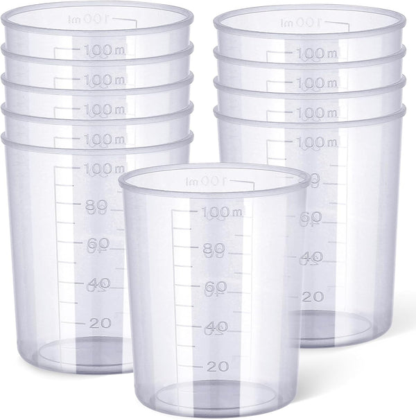 100Ml Plastic Measuring Cup - 10 Pack, 3.4Oz Disposable Mixing Cups for Liquid Measuring, Epoxy Resin Crafts, Paint Mixing, Cosmetic Making1