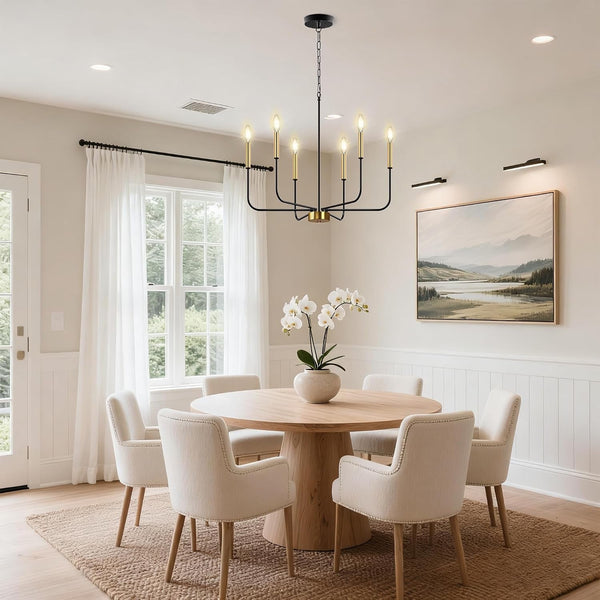 Black and Gold Chandeliers, 6-Light Farmhouse Chandeliers for Dining Room5