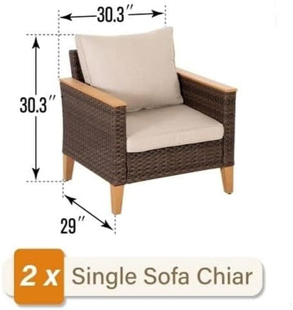 2 Pieces Wicker Patio Furniture Set, Beige6