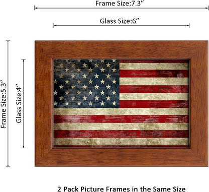 4X6 Picture Frame Set of 2 Made of Solid Wood Photo Frame with Real Glass for Pictures 4X6 without Mat, Wall Mount or Tabletop Gallery Photo Frames,Brown3