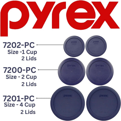 6 Piece Blue Food Storage Lid Set - Made in USA | Bpa-Free Plastic | round Shapes | Fits 7202 | 7200 & 7201 Glass Bowls | Dishwasher Safe3