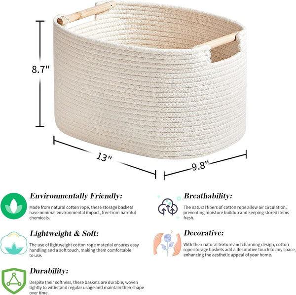 3 Pack Storage Basket for Cabinet and Toy Organization - 13"X9.8"X8.7" Baskets for Storage - Baby Toy Bin - Toy Storage Organizer - Ideal for Empty Gift Baskets to Fill-White2