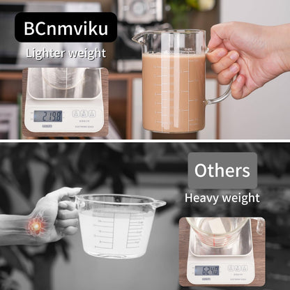 500ML 2 CUP Glass Measuring Cup with Handle, High Borosilicate Glass Three Scales (OZ, Cup, ML/CC for Kitchen or Restaurant Easy to Read3