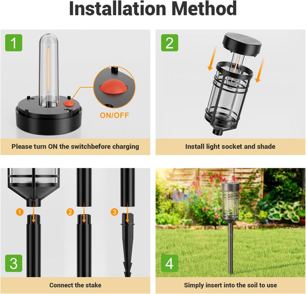 Amzarp 8 Pack Solar Garden Lights, Outdoor Bright LED Solar Pathway Lights6