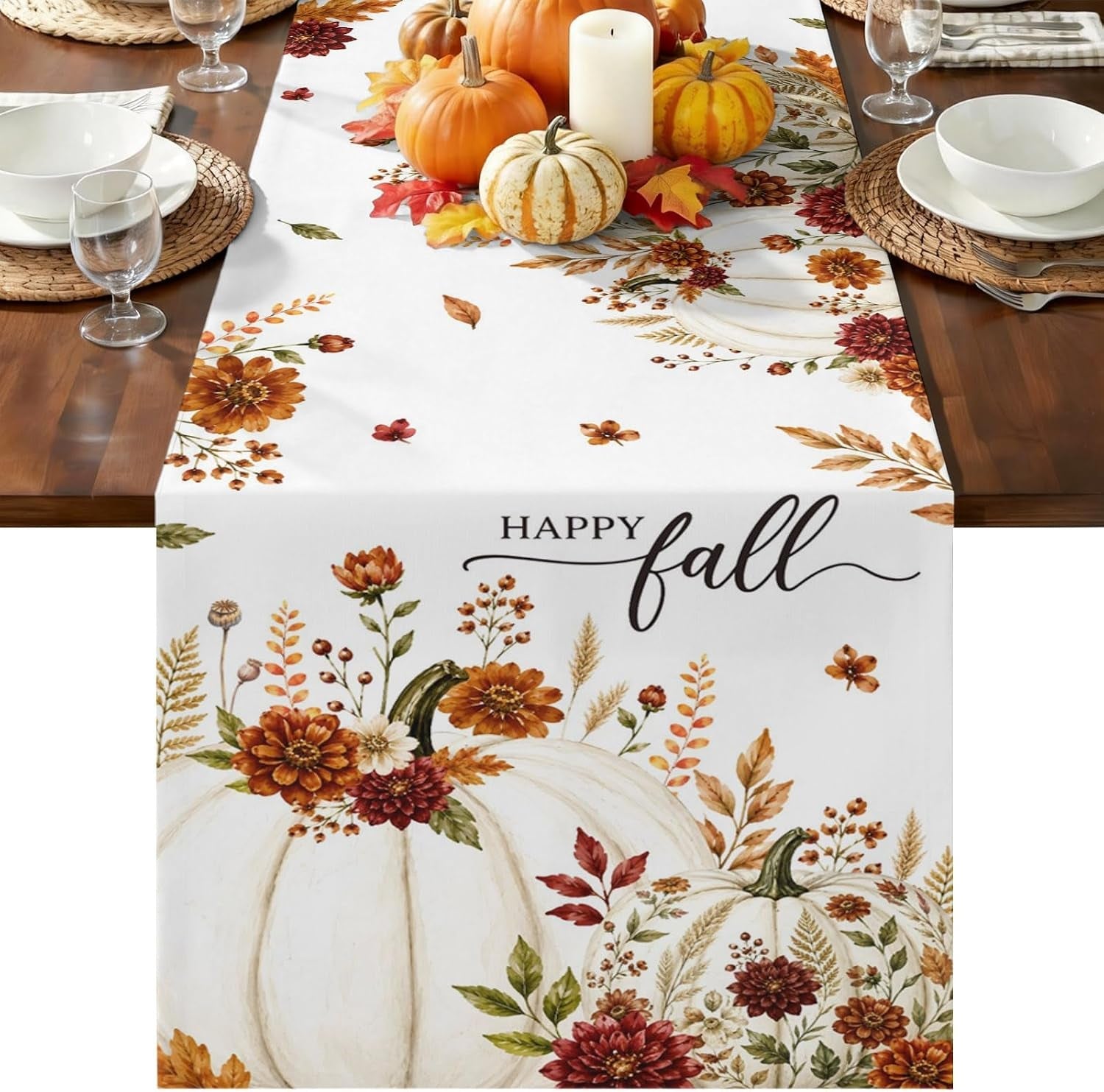 white-pumpkins-fall-table-runner-72-inches-long-thanksgiving-kitchen-dining-table-decoration-autumn-floral-botanical-coffee-tablerunner-dress-scarves-farmhouse-decor-for-party-holiday-13-x-72