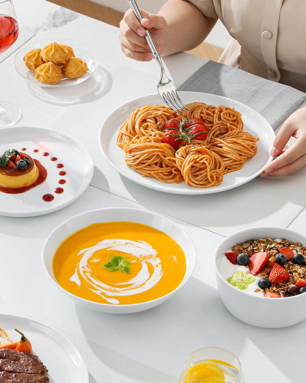 24-Piece Dinnerware Set for 6, White Porcelain Dishes8