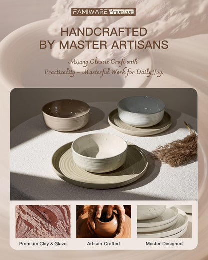 Stoneware Dinnerware Set for 4, Plates & Bowls, Multicolor6
