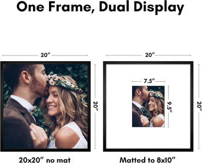 20X20 Poster Frame - Matted to 8X10 - Slim Molding - Black2