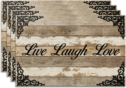 Wood Grain Linen Rectangular Placemats Set of 4, Holiday Table Decor1