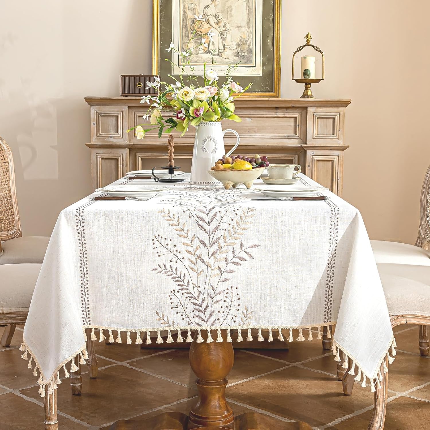 rectangle-tablecloth-55-x-75-farmhouse-linen-style-table-cloth-with-brown-fern-embroidery-tassels-heavy-weight-wrinkle-spill-resistant-table-cover-for-dining-kitchen-4-6-seats