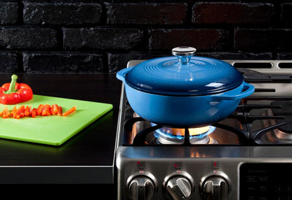 Essential Enamel Cast Iron Dutch Oven, 3 Quart, Caribbean Blue | Dual Handles, Oven Safe up to 500°F, Use to Marinate, Cook, Bake, Refrigerate & Serve, Stovetop Safe2