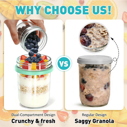 4 Pack 20 Oz Overnight Oats Containers with Lids and Spoons, Glass5